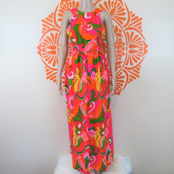 Waltah Clarkes Pants - VTG 60's Psychedelic Hawaiian Orange Jumpsuit